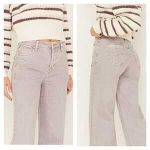 Cleo + Wolf Women's High Rise Loose Straight Jeans Purple Lavender